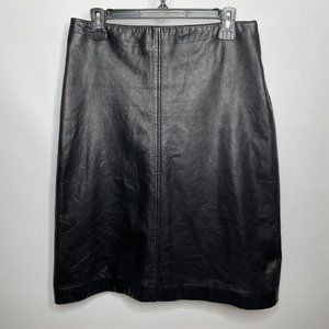 Vintage Y2K Crossing Pointe Black Lambs Leather Pencil Skirt